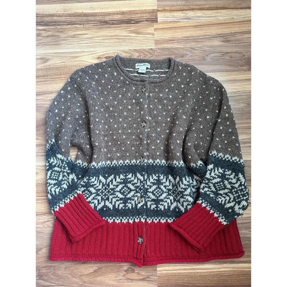 Eddie Bauer Wool Alpaca Button Up Cardigan Winter Sweater